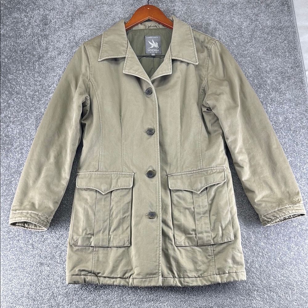 Spiewak & Sons Green Tan Utility Militaty Jacket Cotton Blend Womens Size S